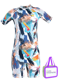 Little Surprise Box - Little Surprise Box,One Piece Geometric Swimwear+Cap UPF50+,With Free Wash Bag
