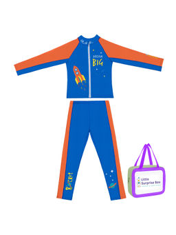Little Surprise Box - Little Surprise Box,LSB Space Shirt & Pants Swimwear Full-110 UPF30+,With Free Wash Bag