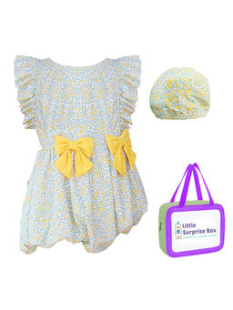 Little Surprise Box - Little Surprise Box,One Piece Little Miss Yellow Bow Swimwear+Cap-110,With Free Wash Bag