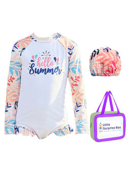 Little Surprise Box - Little Surprise Box,Hello Summer Floral Swimwear+Cap-100,With Free Wash Bag