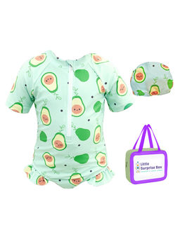 Little Surprise Box - Frilly Avacado Print Swimsuit (Set of 2)