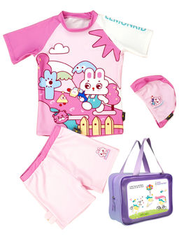 Little Surprise Box - Pink Printed T-Shirt, Shorts and Cap with Wash Bag (Set of 4)