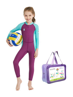 Little Surprise Box - Little Surprise Box,Maroon Mint Quote Full Swimwear UPF50+,With Free Wash Bag