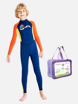 Little Surprise Box - Little Surprise Box,Full Dive Navy Orange Swimwear UPF50+,With Free Wash Bag