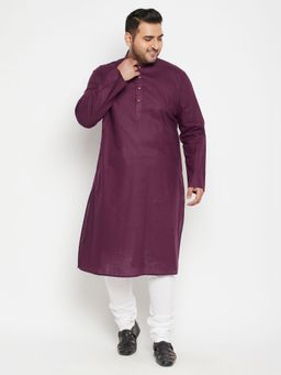 Vastramay - Men Purple Cotton Blend Kurta Churidar