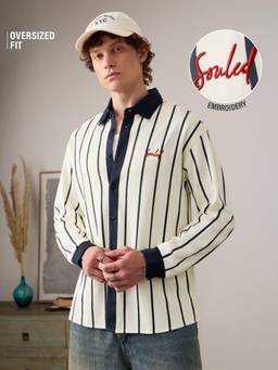 The Souled Store - Baseball Shirt Pinstripe Club Men Baseball Shirt - Cream