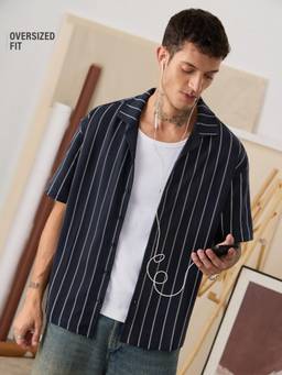 The Souled Store - Striped Shirt Faith Men Checks and Stripes Shirt - Black