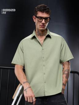 The Souled Store - Oversized Shirt Sage Men - Green