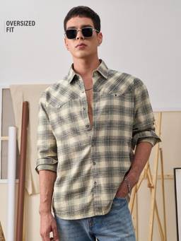 The Souled Store - Plaid Shirt Oakwood Men Checks and Stripes Shirt - Beige