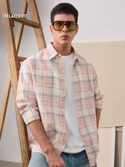 The Souled Store - Plaid Desert Blush Men Checks and Stripes Shirt - Pink