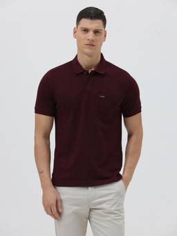 Crocodile - Mens Striper Casual Wear Polo T-shirt - Wine
