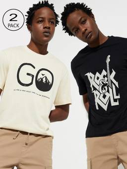 max - Men Graphic Print T-shirt - Multi-Color (Pack of 2)