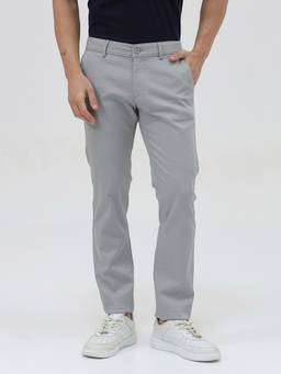 Crocodile - Mens Solid Casual Wear Trouser - Grey