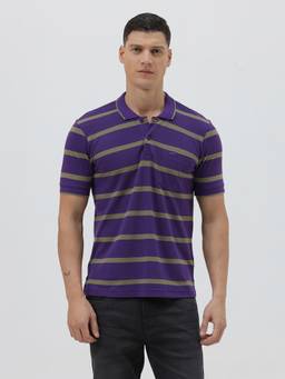 Crocodile - Mens Cut and Sew Casual Wear Polo T-shirt - Purple