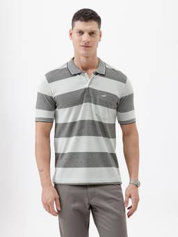 Crocodile - Mens Cut and Sew Casual Wear Polo T-shirt - Grey