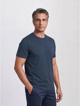 URBAN PERFORMANCE - The Flex Pima Textured Half Sleeves T-shirt - Navy Blue