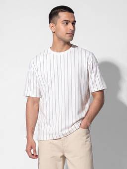 max - Men Striped T-shirt - White