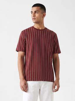 max - Men Striped T-shirt - Maroon