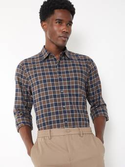max - Regular Fit T-Shirt Self design Casual - Brown