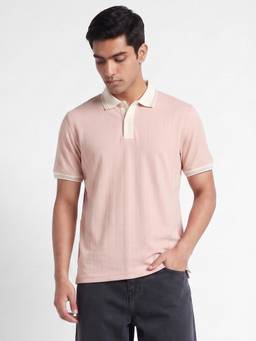 max - Men Striped Polo T-shirt - Pink