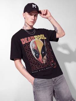 max - URB_N Men Oversized Deadpool T-shirt - Black
