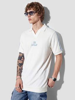 max - URB_N Men Oversized Johnny Polo Collar T-shirt - White