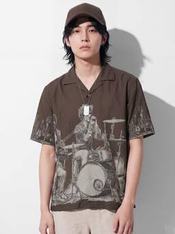 max - URB_N Men Printed Resort Shirt - Brown