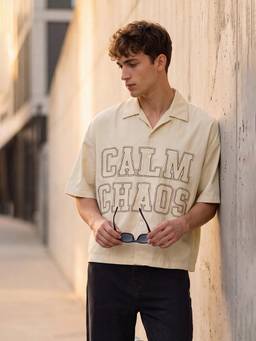 max - URB_N Men Embroidery Shirt - Beige