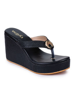 VALIOSAA - Animal Print Black Wedges