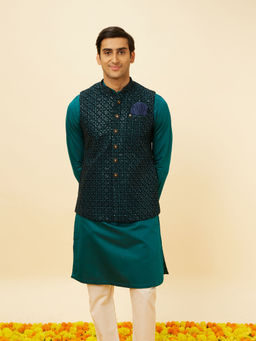 Manyavar - Mens Blue Velvet Jacket