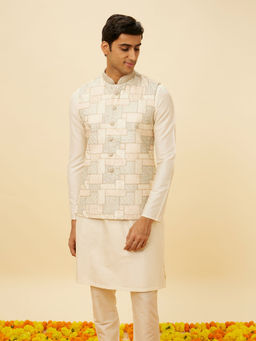 Manyavar - Mens Cream Art Silk Jacket