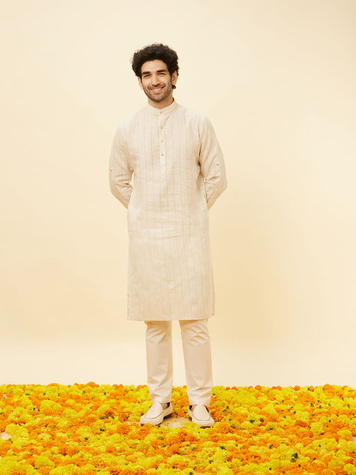 Manyavar Mens Natural Linen Only Kurta
