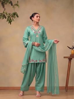 Bani Women - Green Women's Embroidered Kurta with Salwar and Dupatta