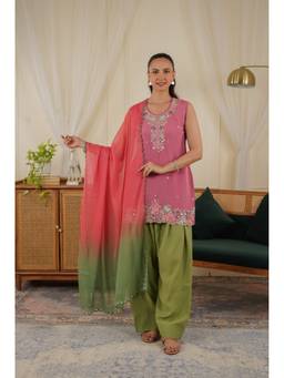 HOUSE OF KARI - Multi-Color Mul Chanderi Silk Kurta with Salwar and Dupatta