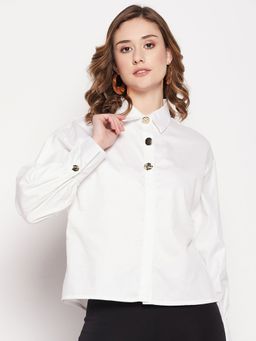 CAMLA - White Solid Collar Neck Shirt White