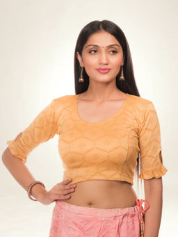 BINDIGASM'S ADVI - Amira Yellow Peekaboo Back Detail Stretchable Pull On Blouse