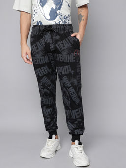 Free Authority - Deadpool and Wolverine Printed Mid Rise Joggers Black