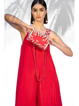 MANDIRA WIRK - Women Red Hand Embroidered Clutch