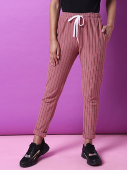 PINACOLADA - Peach Women Stylish Striped Trackpant