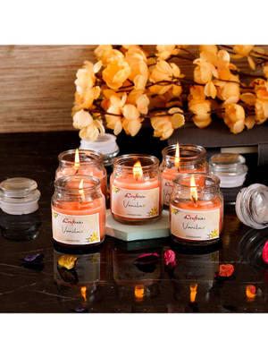 Buy eCraftIndia Set Of 5 Vanilla Scented Jar Candle Online