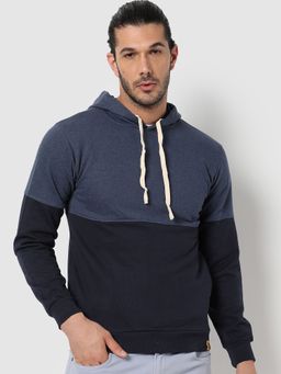 Campus Sutra - Colorblocked Sleeve Hooded Sweatshirt