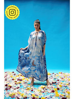 CINCIN Fashion - Blue Vintage Print Long Kaftan