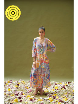 CINCIN Fashion - Multicolor Printed Empire-Line Long Dress