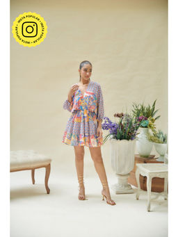 CINCIN Fashion - Multicolor Printed Drop Shoulder Mini Dress