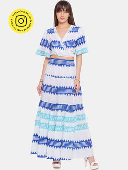 CINCIN Fashion - Geometrical Print Skirt and Top (Set of 2)