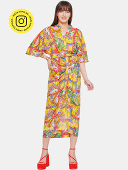 CINCIN Fashion - Multi Coloured Midi Dress with Belt (Set of 2)