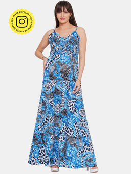 CINCIN Fashion - Blue Printed Tier Dress