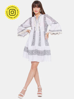 CINCIN Fashion - Bell Sleeved White Short Dress