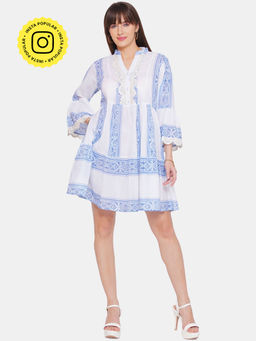 CINCIN Fashion - A Line Geometric Print Short Dress