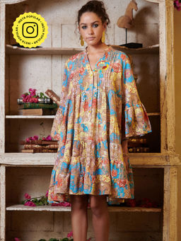 CINCIN Fashion - Multi-Color Printed Mini Boxy Dress